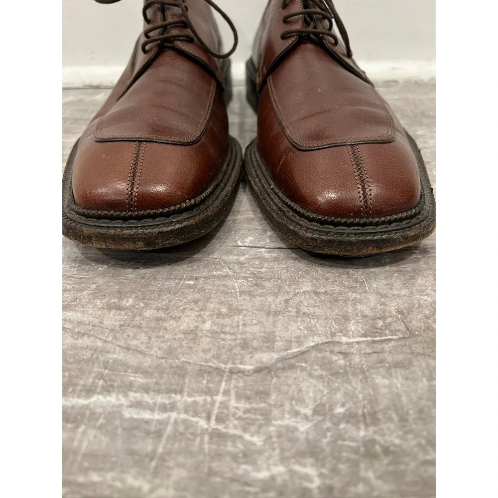Salvatore Ferragamo Men's Oxfords Brown Leather Square Toe Dress Shoes Size 10 D